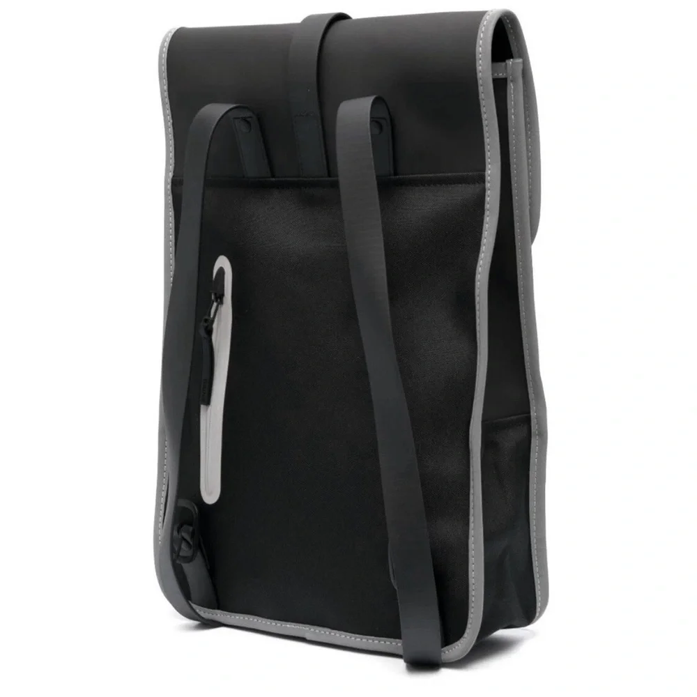 RAINS Sleek Black Reflective Backpack with‎ Gray Accents